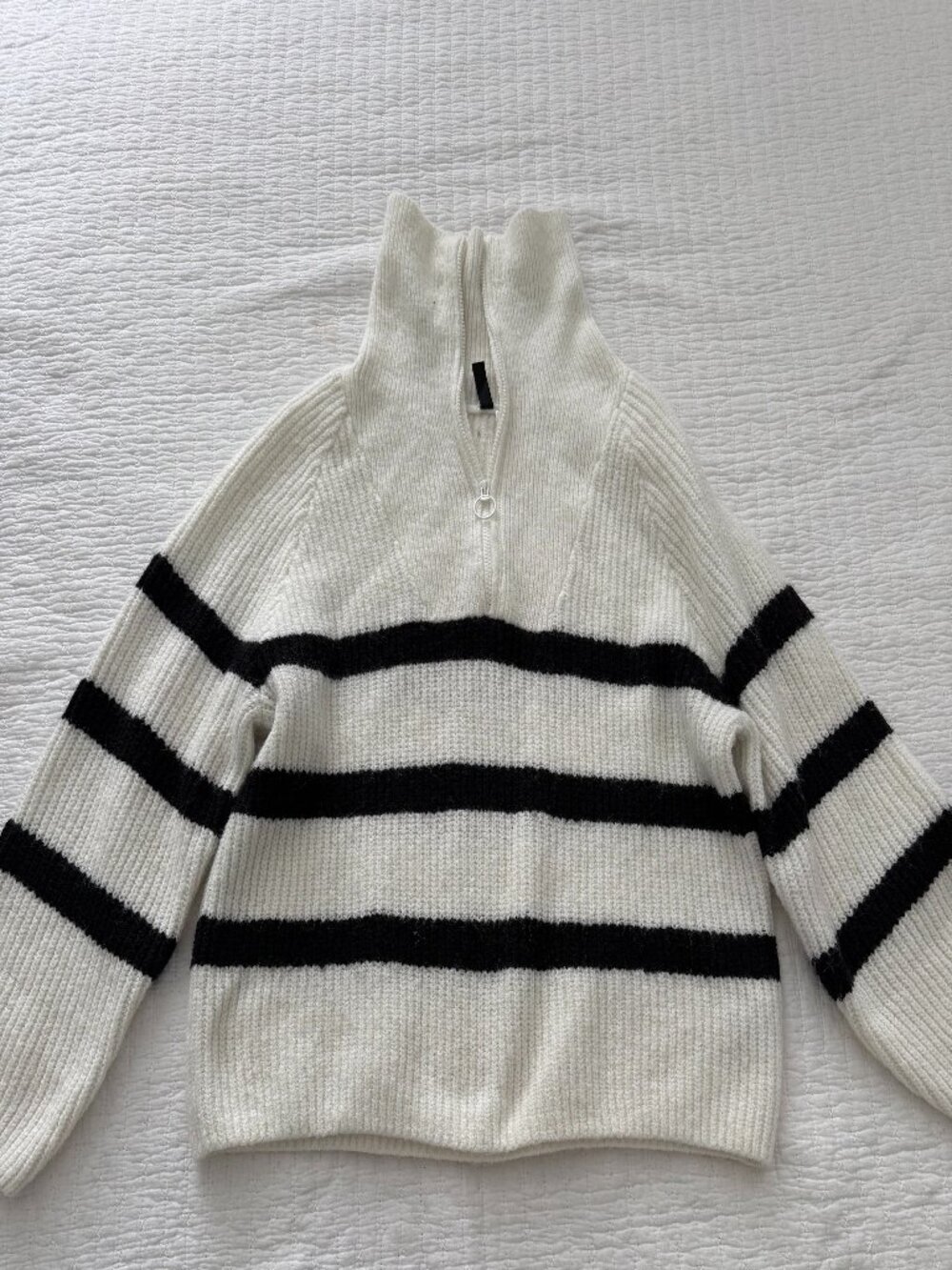H&M Quarter Zip Striped Sweater